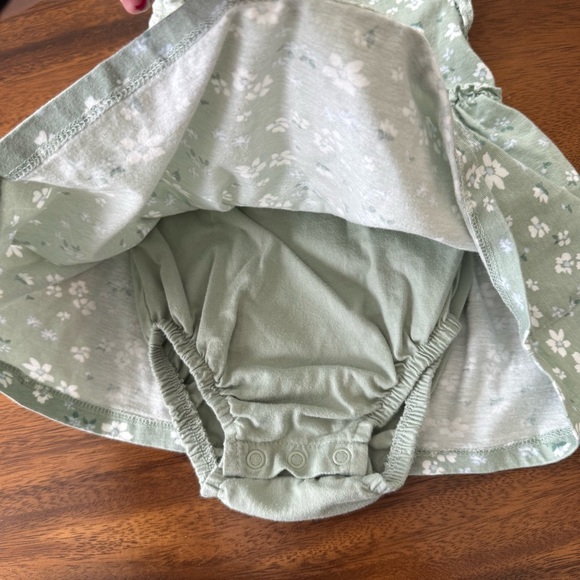 Carter's Sage Green Floral Cotton Casual Dress 12M - Picture 3 of 4